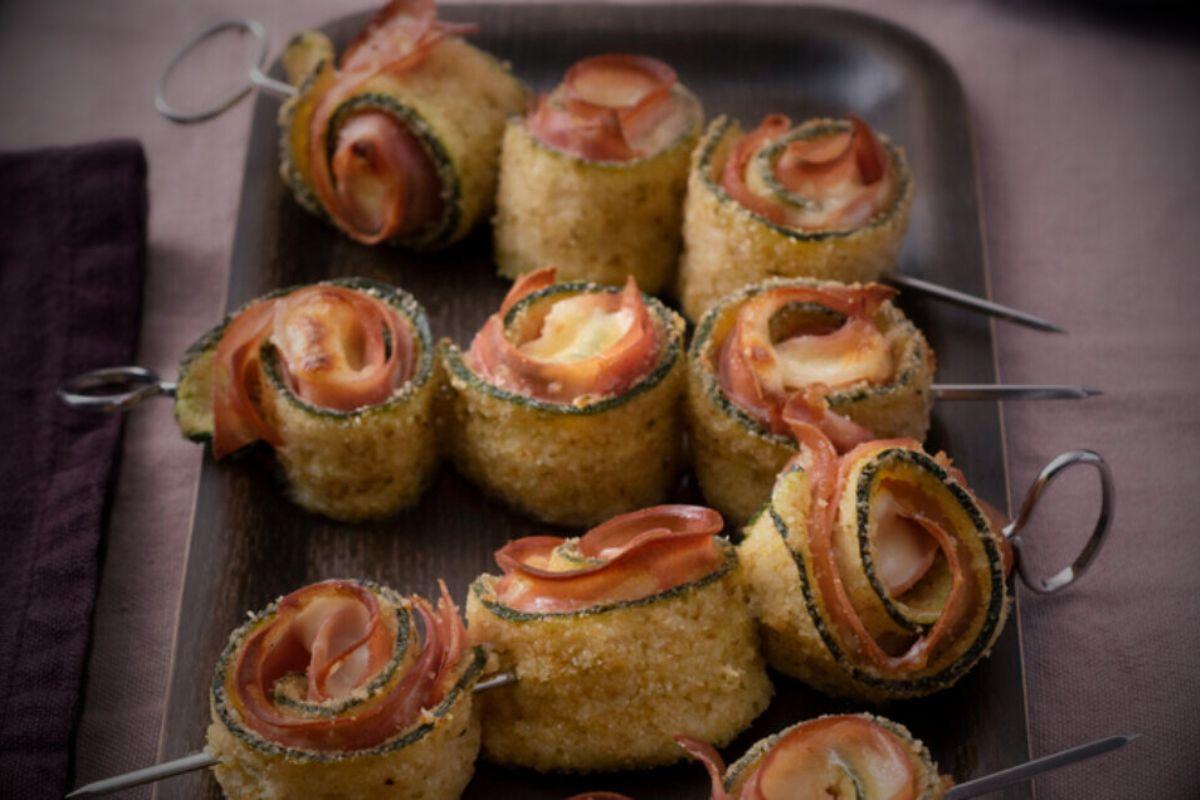 Brochettes de courgettes, mortadelle et mozzarella - Fromagerie du Château