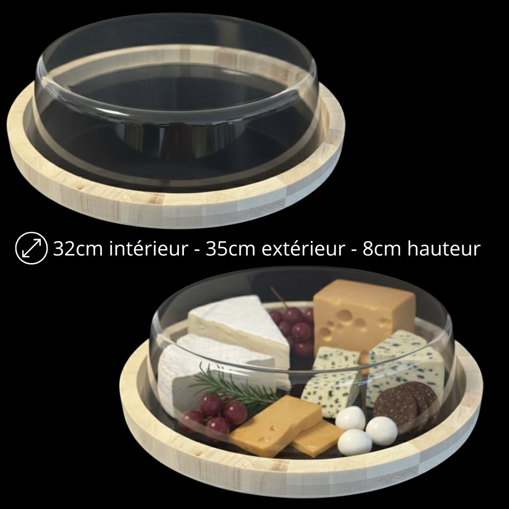 Plateau rond en bois alimentaire pour présentation