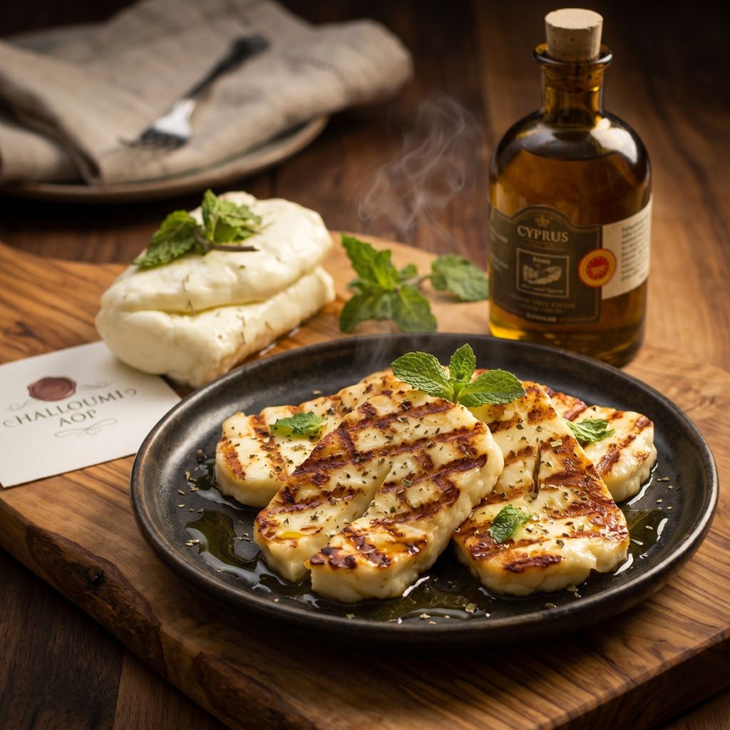 Halloumi AOP  Fromage traditionnel de Chypre Brebis 60% / Chèvre 40% à la menthe séchée