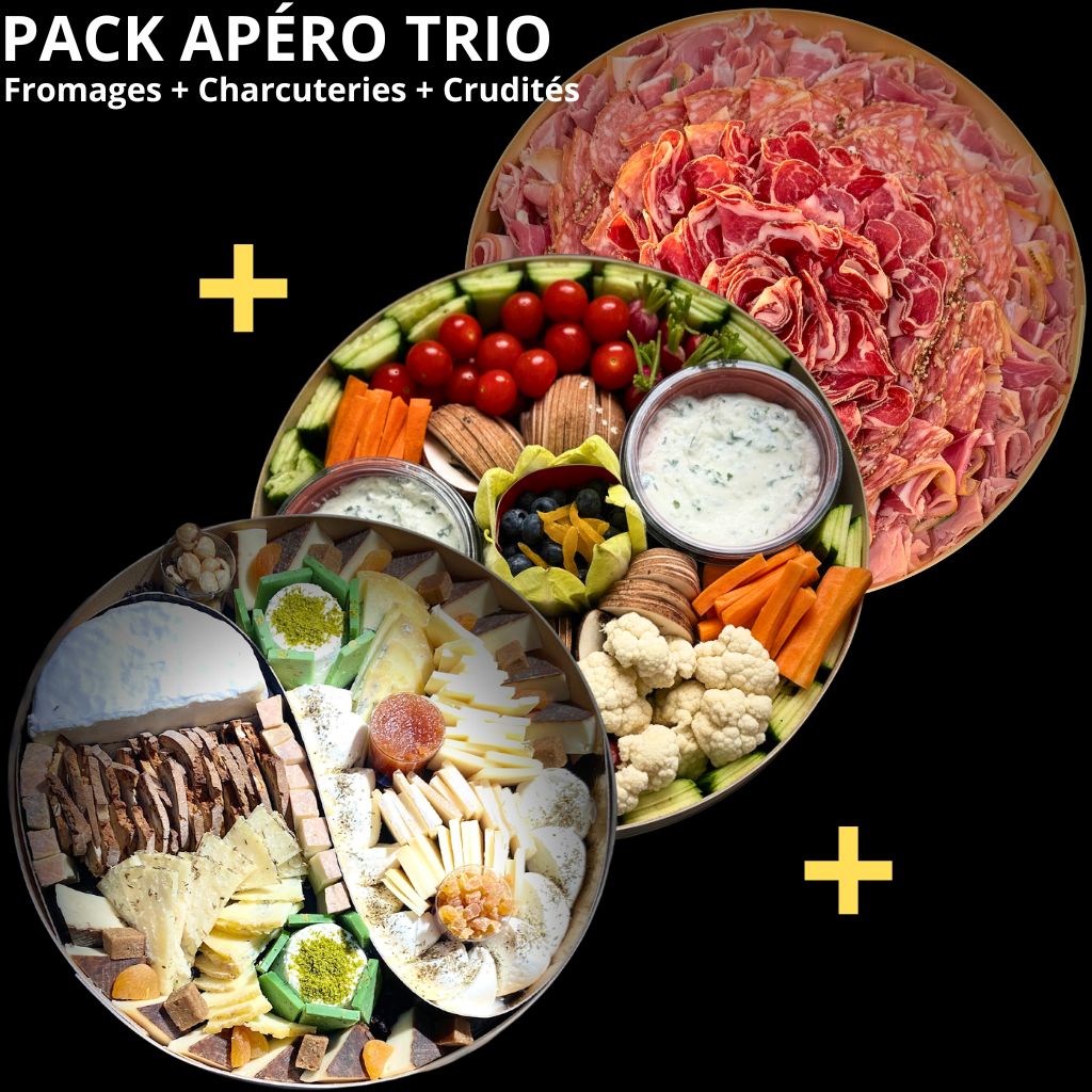 Pack Apéro Trio Fromages, Charcuteries et Crudités pour 2 à 12 pers