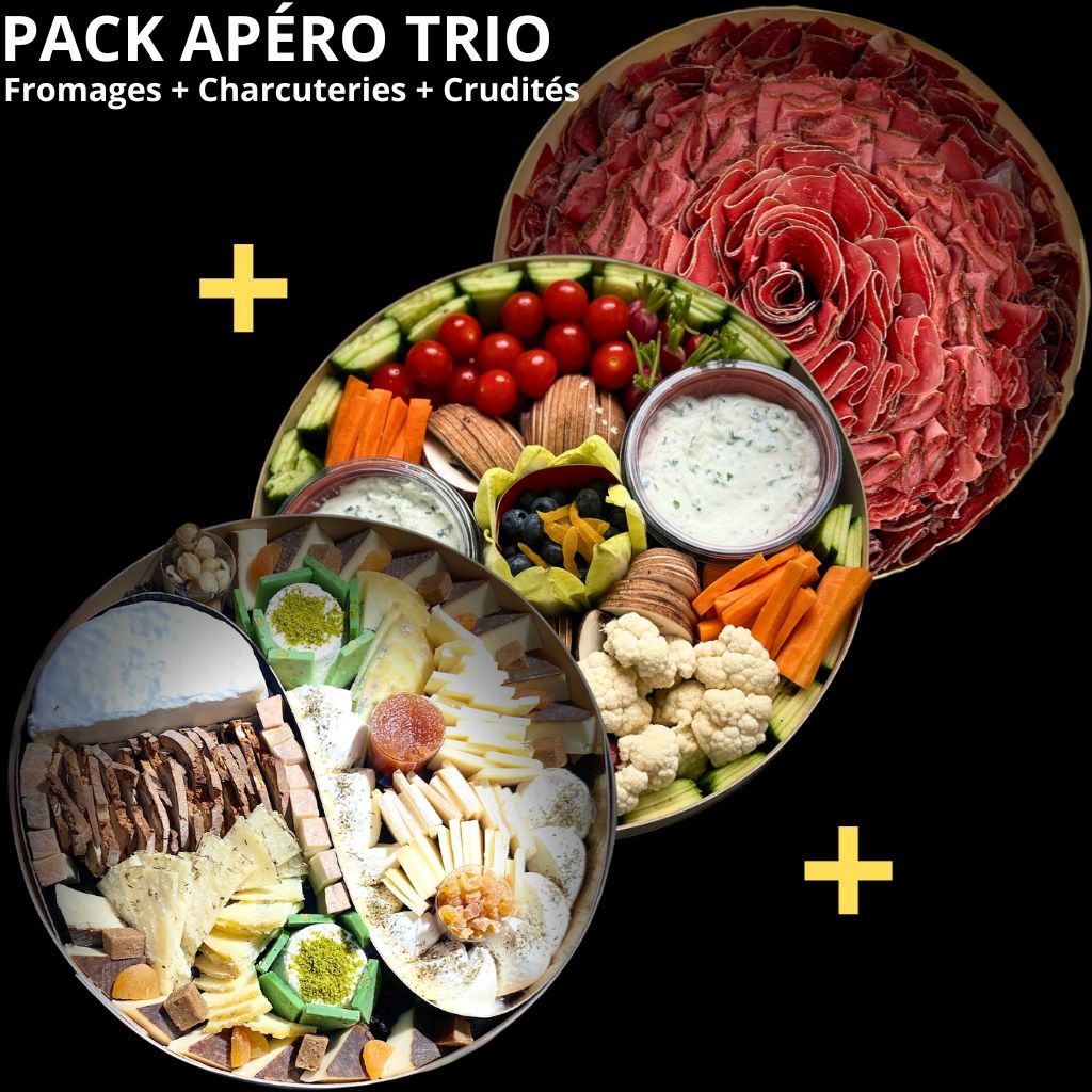 Pack Apéro Trio Fromages, Charcuteries et Crudités pour 2 à 12 pers