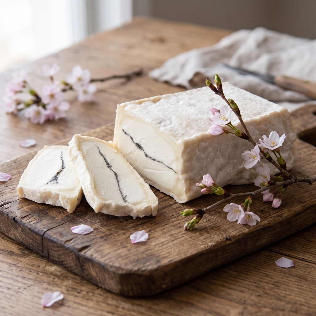 Brique Sakura Fromage de Chèvre Fermier Feuille de Cerisier
