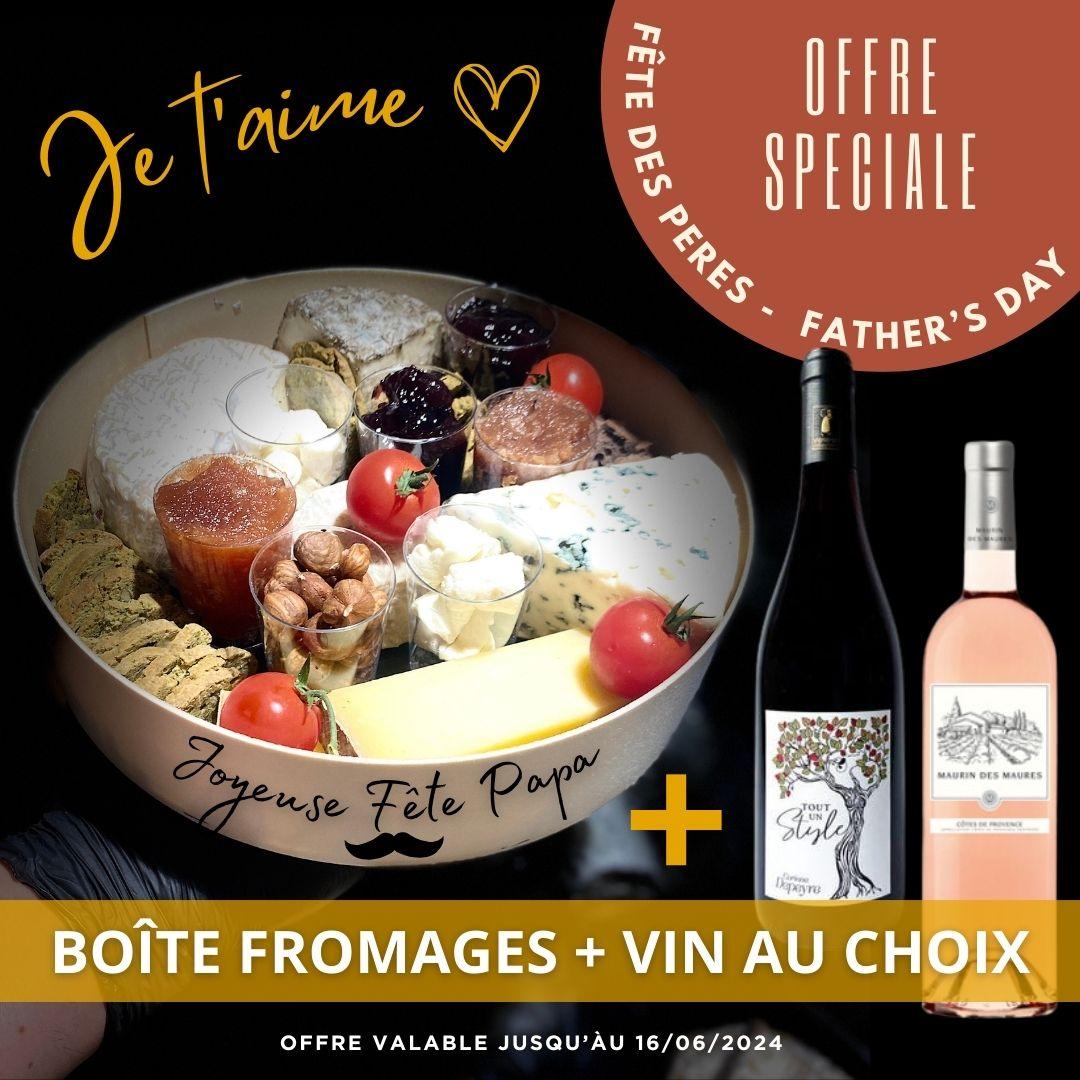 Boîte Fromage &amp; Vin Fête des Pères - Fromagerie du Château