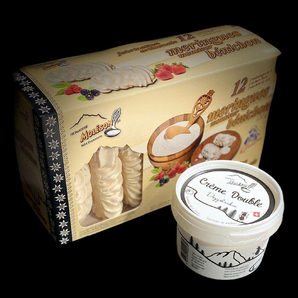 Pack Meringues Suisses de la Bénichon &amp; Crème Double de la Gruyère – Duo Authentique