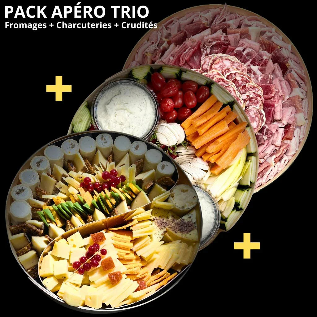Pack Apéro Trio Fromages, Charcuteries et Crudités pour 2 à 12 pers