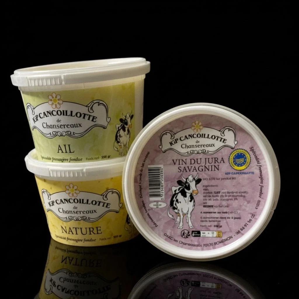 Pack 3 Cancoillottes IGP Artisanales Nature, Ail et Savagnin 3 x 250g